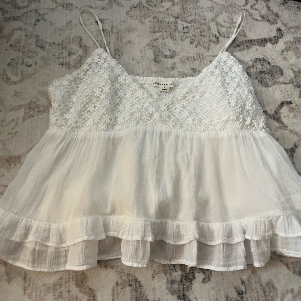 Aeropostale White Lace Camisole Top